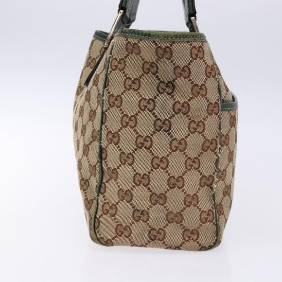 GUCCI GG Canvas Web Sherry Line Tote Bag Beige Green Red Auth - Picture 5 of 16